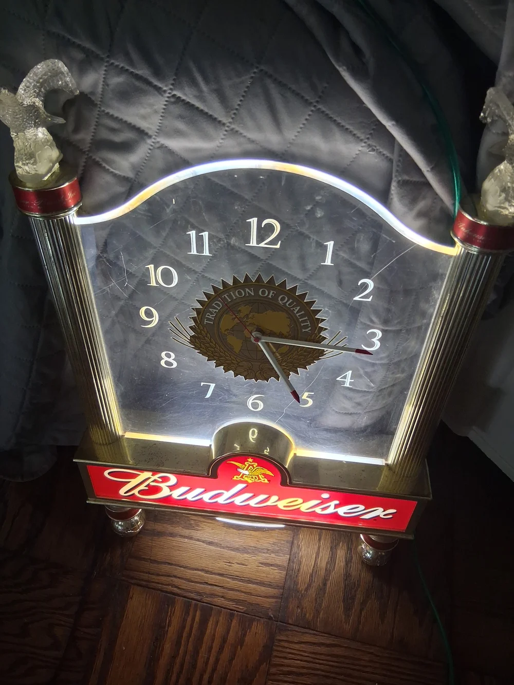 Budweiser Red and Gold Illuminated Acrylic Wall Clock